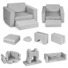 DIY modulárne kreslo pre deti, 8 mäkkých vankúšov, skladacie - sivé ECOTOYS