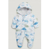 Detská kombinéza - Detské kombinézy Matalan 62 biela, modrá (Dino Suit 0-3m Zima)