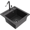 Mexen Vito granitový drez 1-komorový s kuchynskou batériou Flora, čierny škvrnitý - 6503-76-670401-08-B