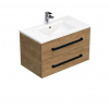 Swiss aqua technologies Koupelnová skříňka s černou úchytkou a umyvadlem SAT Cube Way 80x53x46 cm dub Hickory mat CUBE46C802DHMOD
