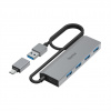 Hama USB-Hub, 4 porty, USB 3.2, 5 Gbit/s, USB-C adaptér, sieťový zdroj 200138