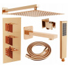 Mexen Cube DR02 podomietkový vaňovo-sprchový set s dažďovou hlavicou 30 cm, ružové zlato - 77503DR0230-60