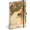 Notes Alfons Mucha – Prvosienka, bodkovaný, 13 × 21 cm