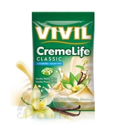 VIVIL BONBONS CREME LIFE CLASSIC drops s vanilkovo-mätovou smotanovou príchuťou, bez cukru 1x110 g