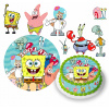 DIGITÁLNA TLAČ Jedlý obrázok na tortu SPONGEBOB PATRYK + POSTAVY + TEXT 38