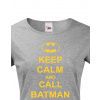 Dámské tričko - Keep calm and call Batman, Barva Tmavý melír, Velikost XL Bezvatriko.cz 208205
