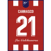Superfutbal Maketa dresu Atlético Madrid, červená / biela Rozmer: A3, Meno a číslo: Carrasco 21