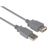 Kabel PremiumCord USB 2.0 A-A M/F 3m, prodlužovací, šedý