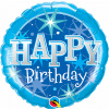 Fóliový balónek Kruh - BDAY Sparkle Modrý 45cm