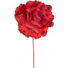 Kvet MagicHome Vianoce, ruža, červená, 17 cm, veľkosť kvetu: 9 cm