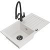 Mexen Pablo granitový drez 1-komorový s odkvapom a kuchynskou batériou Duo, biely - 6510-20-671701-70-B