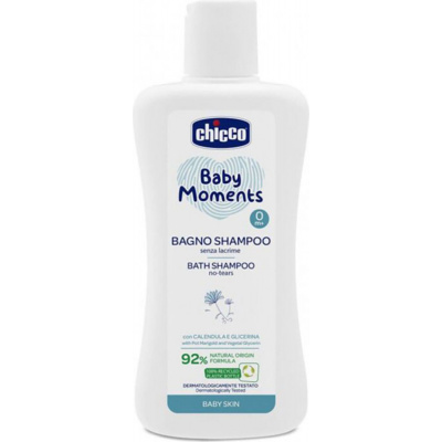 CHICCO Šampón na vlasy a telo Baby Moments 92 % prírodných zložiek 200 ml