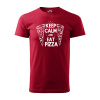 Sablio Tričko s potlačou Keep calm & eat pizza - červené M