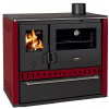 Sporák na tuhá paliva PRITY GT FI S DR, nerezová trouba, burgundy, pravá