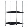 zahrada-XL Regál s 3 policami, čierny 40x40x67 cm, tvrdené sklo 249509