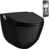 LAUFEN Cleanet Riva sprchová toaleta, závesná WC misa Rimless s hlbokým splachovaním, s doskou na sedenie, 395 x 605 mm, lesklá čierna, H8206910200001