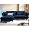 Rohová sedacia súprava Glam, kráľovská modrá látka, ľavý roh