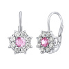 Stříbrné náušnice květinky se světle růžovým zirkonem