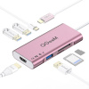 AppleMix Adaptér / rozbočovač / hub USB-C na 3x USB-A + USB-C + HDMI + SD + TF - ružový