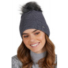 Kamea Grafitová dámska zimná čiapka s brmbolcom Kamea Ravello, Veľkosť uni, Farba grafitová (odt. tmavošedej)
