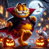 CUKROVÁ TLAČ jedlý obrázok na tortu Cukrová hmota Garfield Halloween + MENO
