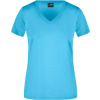 James & Nicholson | JN 735, Dámske tričko s výstrihom do V, modrá turquoise, L