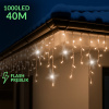 Vianočná led svetelná záclona vonkajšia flash - 1000led - 40m teplá biela / studená biela