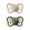 BIBS Couture ortodontické cumlíky zo silikónu 2ks - Vanilla / Olive - 2 (6–18 mesiacov)