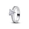 PANDORA Dvoupásmový prsten se srdcem 48 193100C01-48