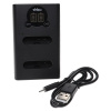 Duálna nabíjačka pre batérie Olympus Li-90B atď., s USB káblom