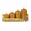 Sviečky adventné stupňovité glitrované d5x6 / 7,5 / 9 / 10,5 cm 4ks