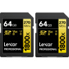 Lexar Gold Series 64GB Professional 1800x UHS-II SDXC, 2-Pack (LSD1800064G-B2NNU)