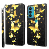 Peňaženkové kožené puzdro Painting Pattern na Motorola Moto E20 / E30 / E40 - Gold Butterfly