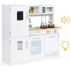 Drevená kuchynka na hranie pre deti s LED svetlom + hrnce ECOTOYS
