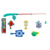 Teddies Hra ryby/rybár s prútom 45cm plast 4 farby na karte 17x58cm