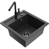 Mexen Vito granitový kuchynský drez s 1 komorou a kuchynská batéria Flora, čierny kropenatý - 6503-76-670401-70-B