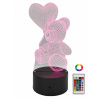 LED lampa 3D medveď so srdcom darčekový deň matka zasiahla (LED lampa 3D medveď so srdcom darčekový deň matka zasiahla)