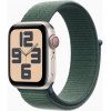 Apple Watch SE GPS + Cellular 44mm Starlight Aluminium Case with Lake Green Sport Loop MXGV3QC/A