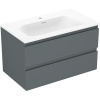 Mexen Orio, kúpeľňová skrinka 80 cm s umývadlom Vela, 2 zásuvky, grafitová matná/biela matná, 91A10-08047-2-BFF66-W23M01