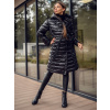 Čierna dámska dlhá prešívaná zimná bunda / kabát s kapucňou Bolf 5M3159