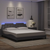 Rám postele s LED osvětlením šedý 180 x 200 cm umělá kůže Šedá 3214127