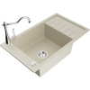 Mexen Elias, granitový drez 795x480x200 mm, 1-komorový a drezová batéria Carla, béžová, 6511-69-670700-00