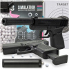 Pištoľ Drobiazgarnia Glock ASG kovová čierna s tlmičom a 800 guličkami