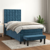 vidaXL Posteľný rám boxsping s matracom tmavomodrý 90x200 cm zamat - Modrá - 56935-11949