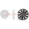 sahara univerzální 12 V, vnější průměr 310 mm, průměr vrtule 280 mm, tloušťka 52 mm, 8,7 A, proud vzduchu 1420 m3/h, výtlak AC 2012