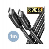 AXAGON BUCM432-CM10AB, NewGEN+ kabel USB-C - USB-C, 1m, USB4 Gen 3×2, PD 100W 5A, 8K HD, ALU, oplet, černý (BUCM432-CM10AB)