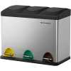 Odpadkový kôš na separovaný odpad 45 litrov (3 x 15 L), nerezový