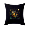 Bitcoin logo s grafmi - Vankúš 50x50 - 50x50 - Vrátane výplne ( Čierna )