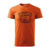 Sablio Tričko s potlačou Keep calm & eat pizza - oranžové M