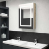 vidaXL LED kúpeľňová zrkadlová skrinka biela a farba dubu 50x13x70 cm - Biela - 49133-4350